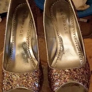 Multicolor sparkle peep toe